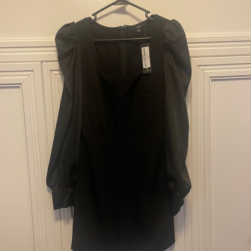 Lulu's Black Sheath Dress with Bishop Sleeves